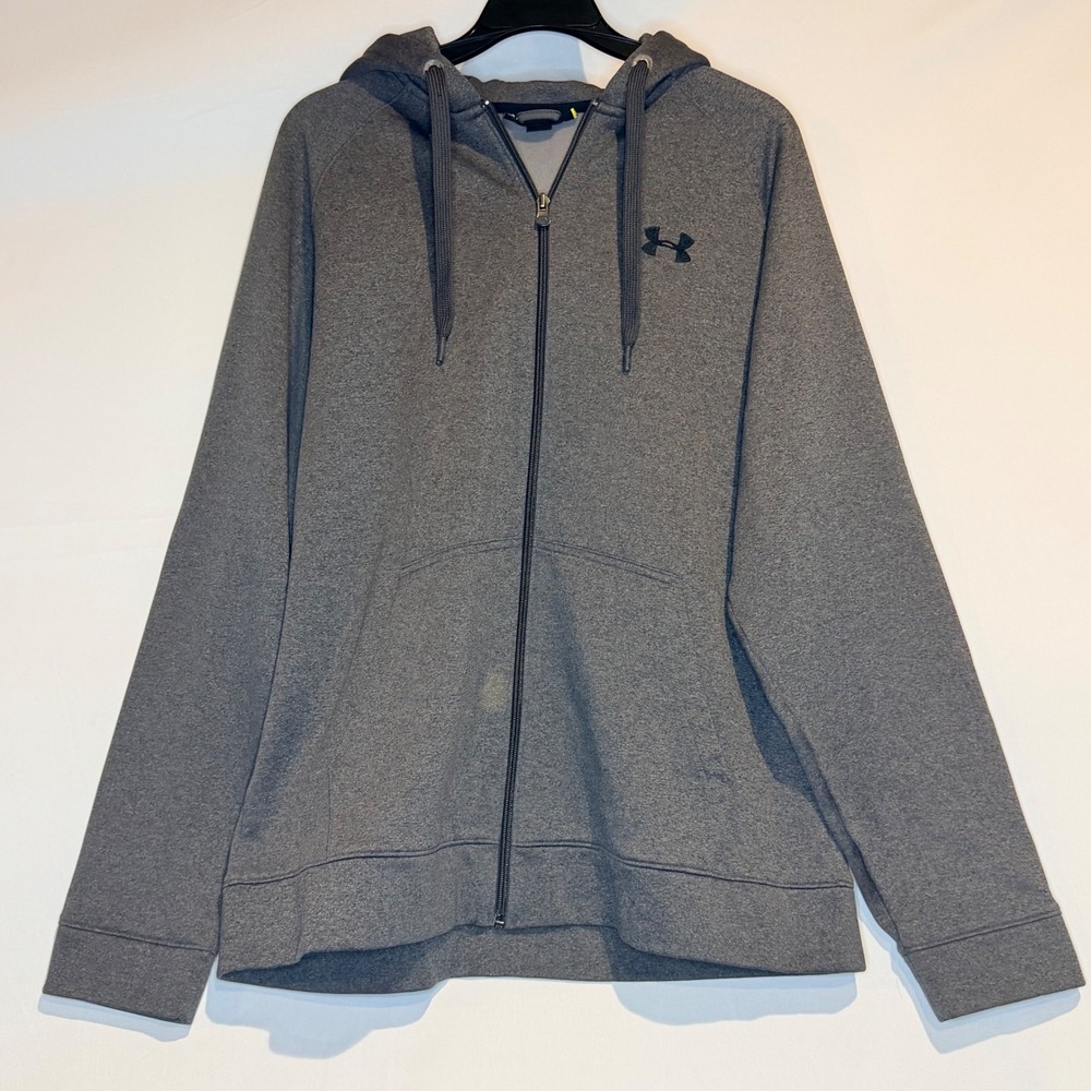 Under Armour Mens Loose Fit Full Zip Hoodie Heather Gray Fleece Jacket Large